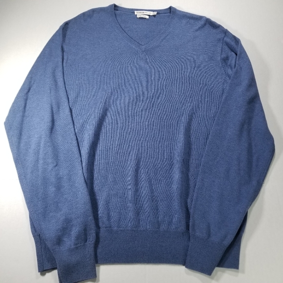 Peter Millar Sweater Men Size Large Blue Silk Blend V Neck Crown Golf - Picture 1 of 8